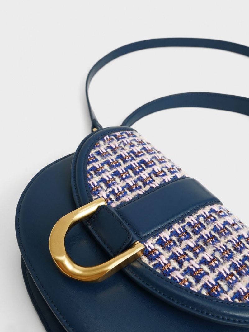 Genți De Șa Charles & Keith Gabine Tweed Bleumarin | 874LCWZYG