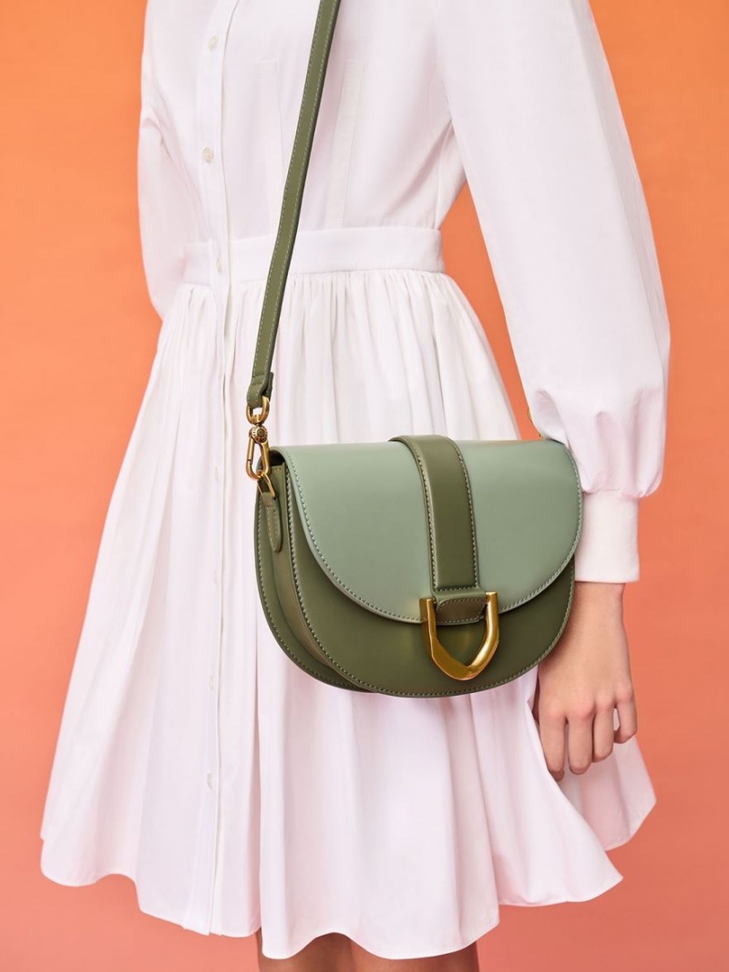 Genți De Șa Charles & Keith Gabine Two-Tone​ Masline Verzi | 296GOJLIH