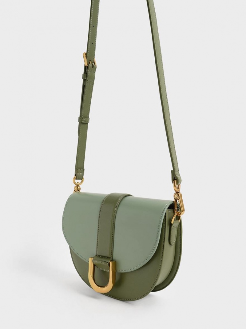 Genți De Șa Charles & Keith Gabine Two-Tone​ Masline Verzi | 296GOJLIH