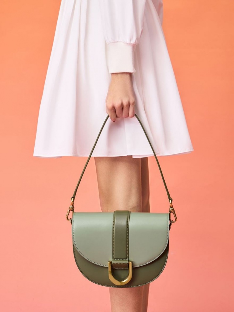 Genți De Șa Charles & Keith Gabine Two-Tone​ Masline Verzi | 296GOJLIH