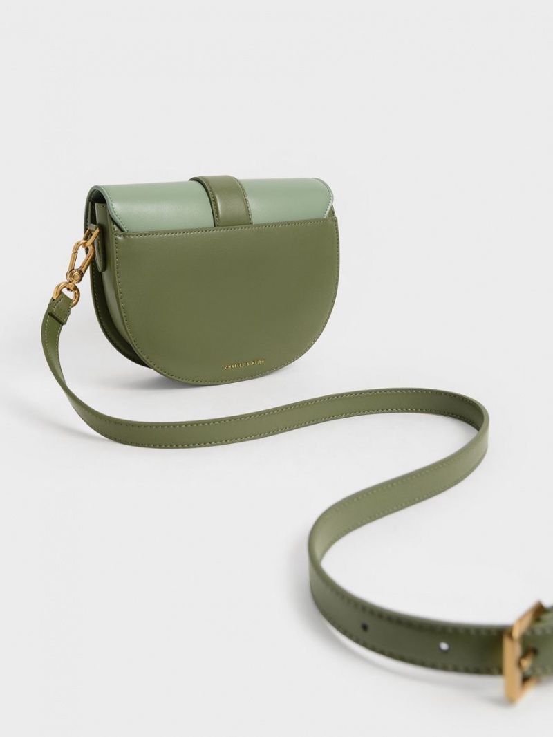 Genți De Șa Charles & Keith Gabine Two-Tone​ Masline Verzi | 296GOJLIH