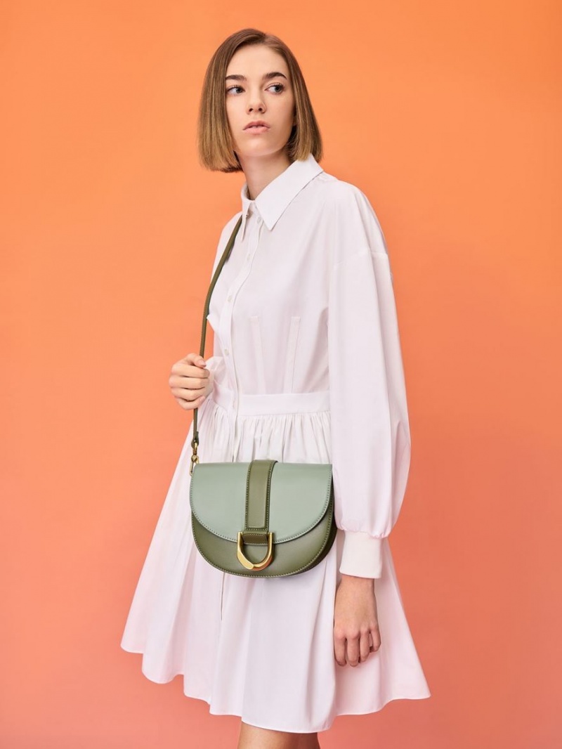 Genți De Șa Charles & Keith Gabine Two-Tone​ Masline Verzi | 296GOJLIH