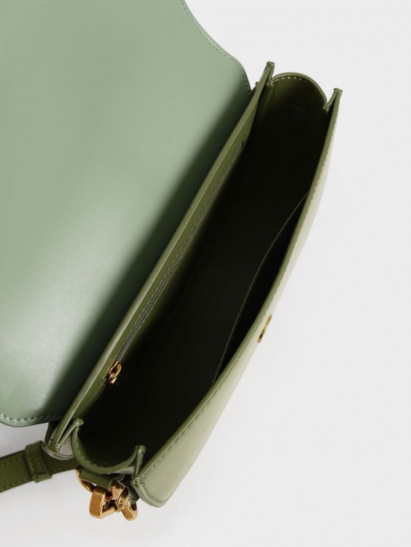 Genți De Șa Charles & Keith Gabine Two-Tone​ Masline Verzi | 296GOJLIH