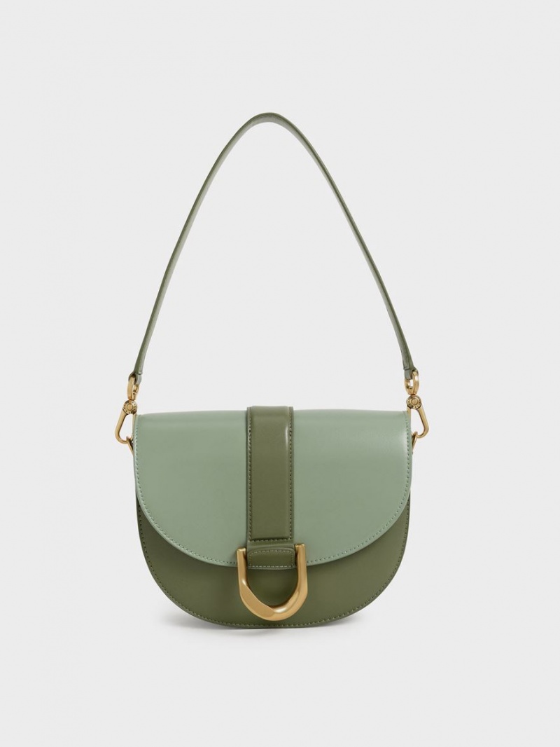 Genți De Șa Charles & Keith Gabine Two-Tone​ Masline Verzi | 296GOJLIH