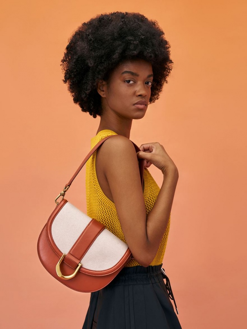Genți De Șa Charles & Keith Gabine Two-Tone​ Maro | 465QHXPKW