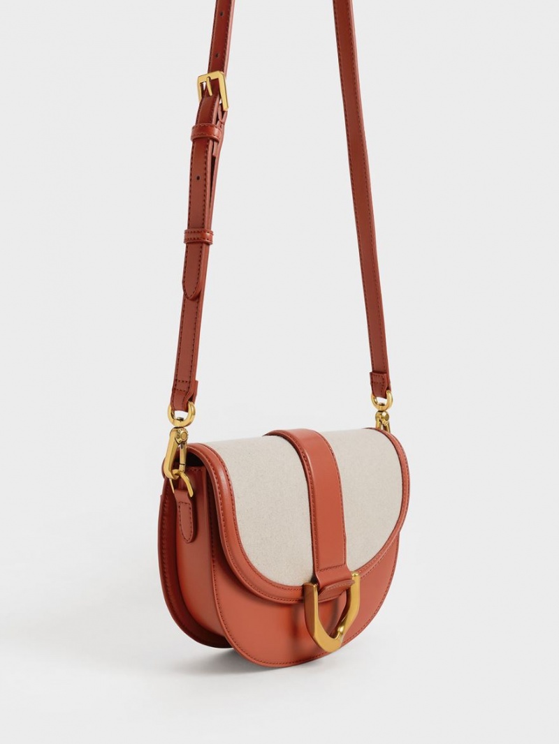 Genți De Șa Charles & Keith Gabine Two-Tone​ Maro | 465QHXPKW