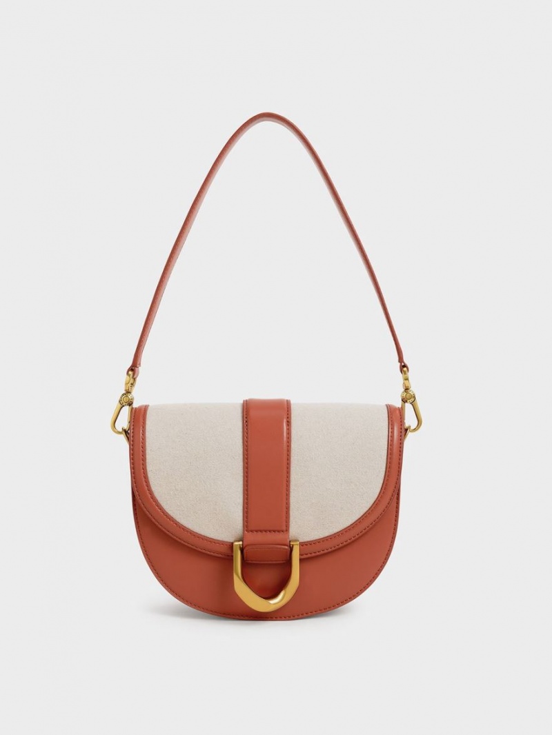Genți De Șa Charles & Keith Gabine Two-Tone​ Maro | 465QHXPKW
