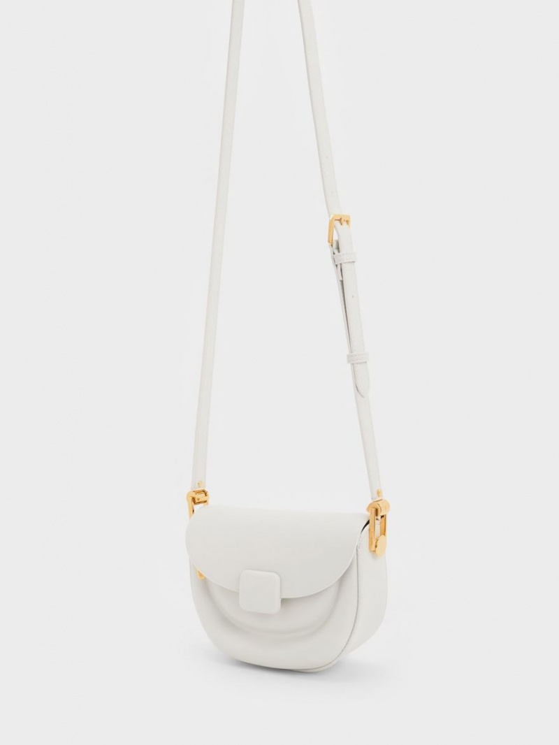 Genți De Șa Charles & Keith Koa Half-Moon Albi | 157CBUGIE