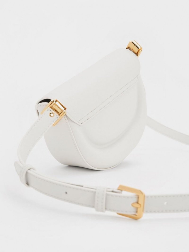 Genți De Șa Charles & Keith Koa Half-Moon Albi | 157CBUGIE