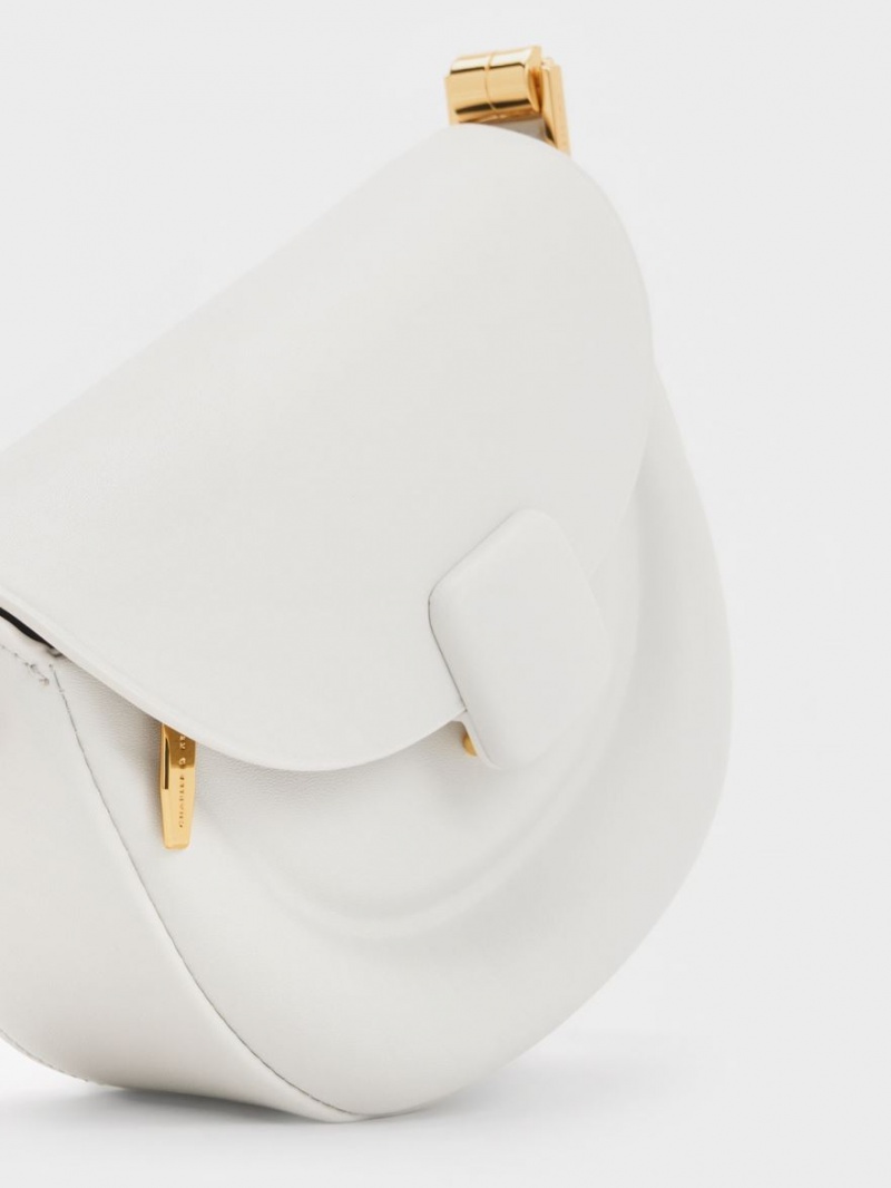 Genți De Șa Charles & Keith Koa Half-Moon Albi | 157CBUGIE