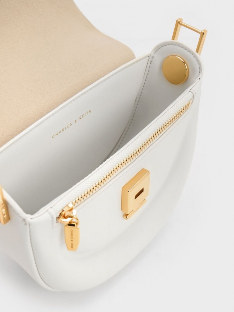 Genți De Șa Charles & Keith Koa Half-Moon Albi | 157CBUGIE