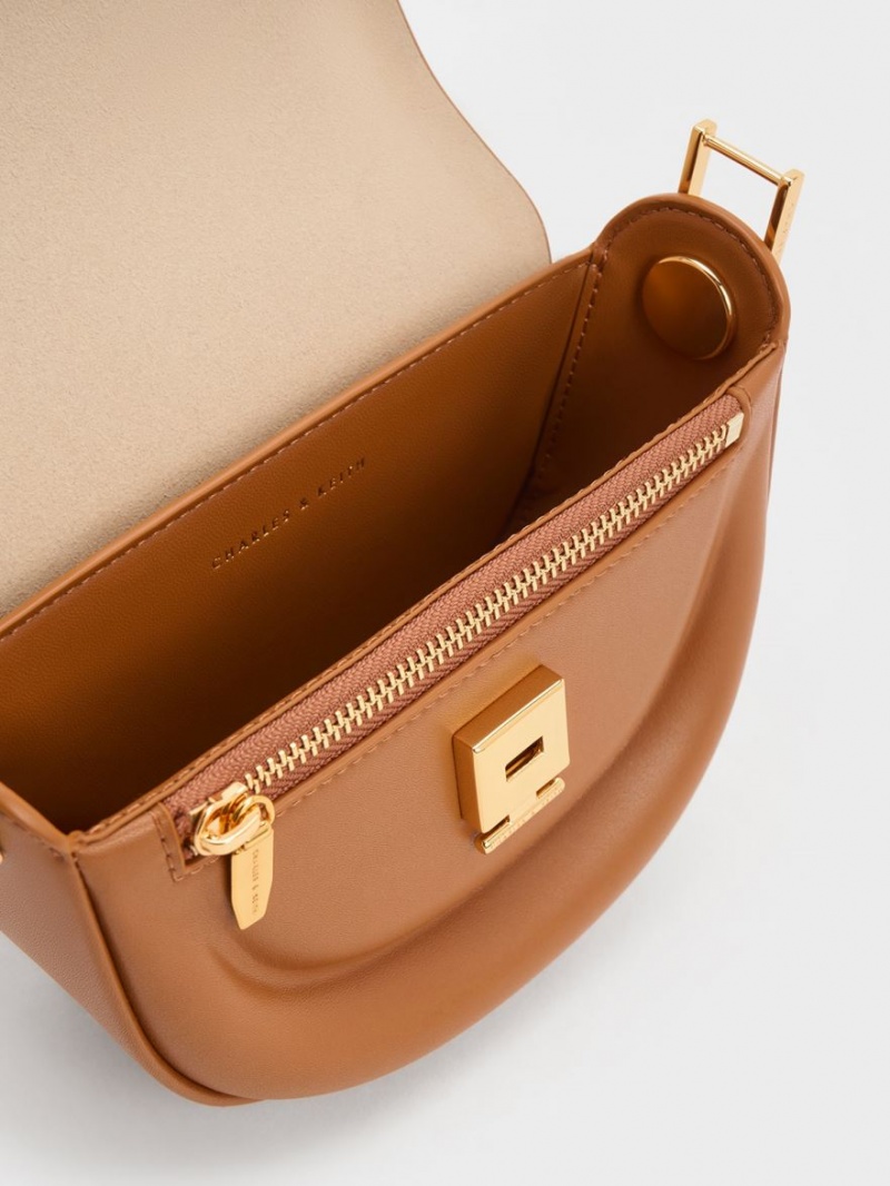 Genți De Șa Charles & Keith Koa Half-Moon Ciocolata | 216IMRFPX