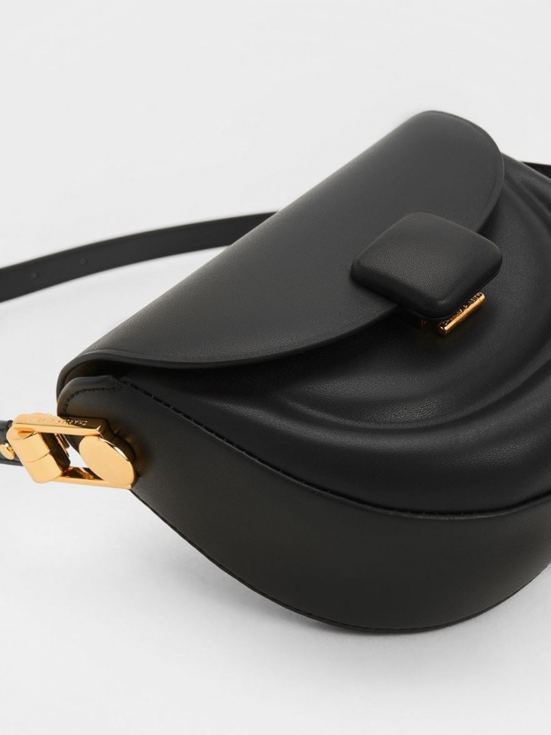 Genți De Șa Charles & Keith Koa Half-Moon Negrii | 170ORFMSL