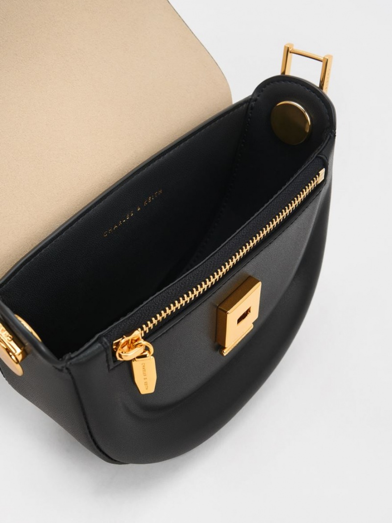 Genți De Șa Charles & Keith Koa Half-Moon Negrii | 170ORFMSL