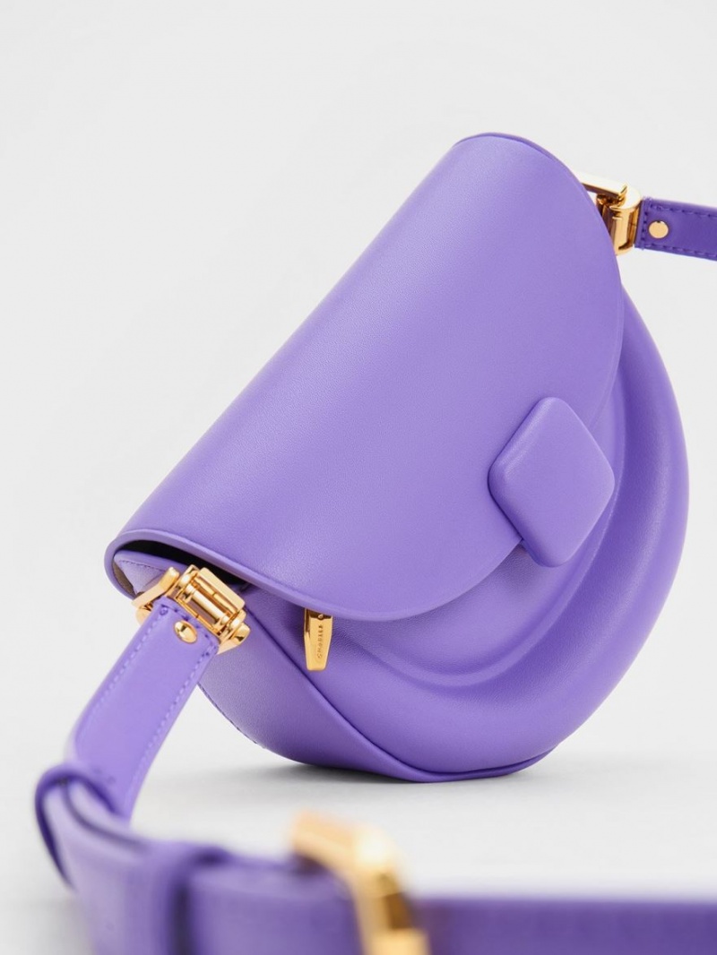 Genți De Șa Charles & Keith Koa Half-Moon Violet | 021WEUOPZ