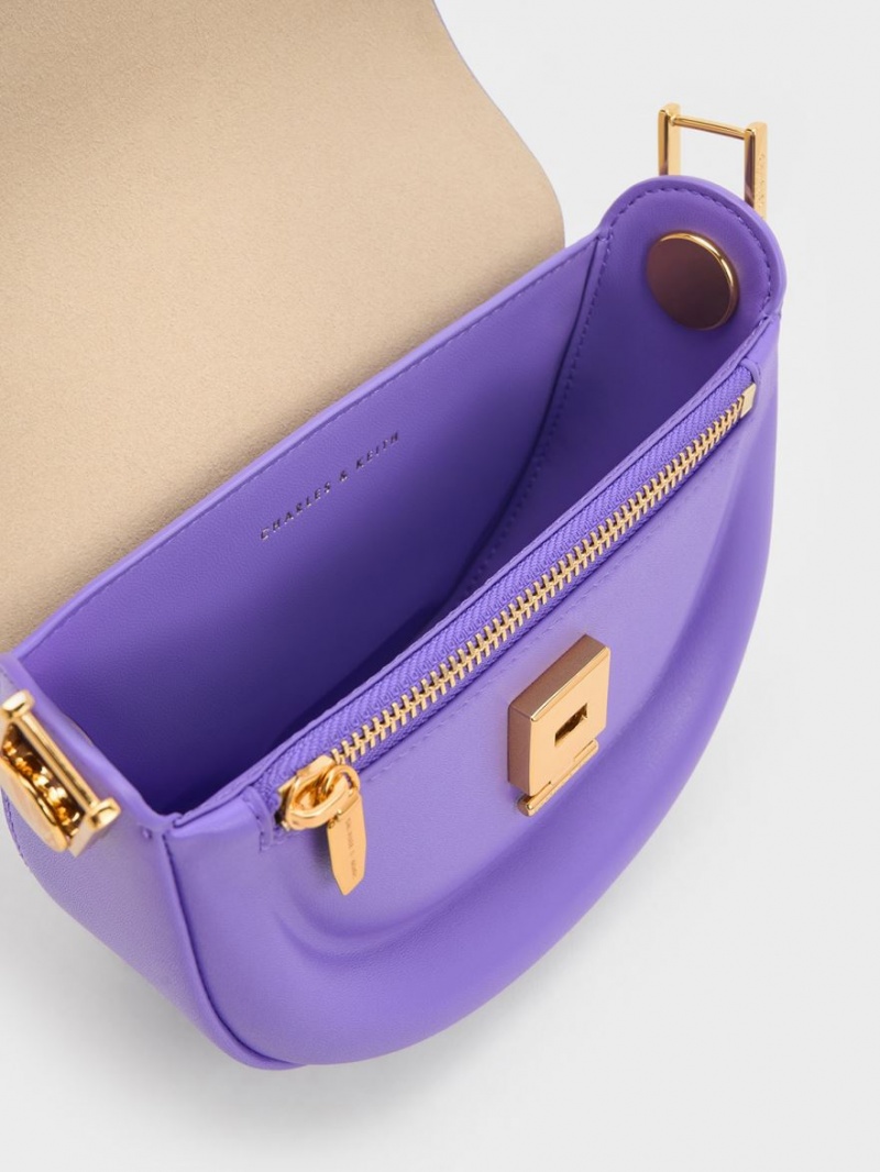 Genți De Șa Charles & Keith Koa Half-Moon Violet | 021WEUOPZ