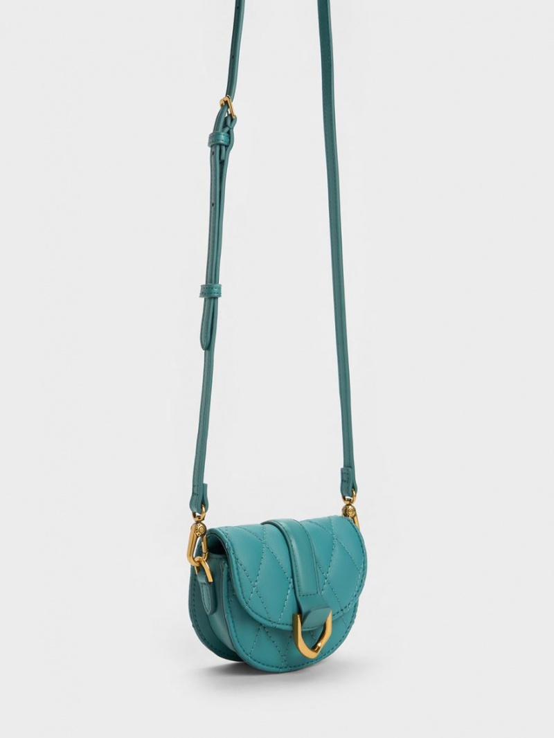 Genți De Șa Charles & Keith Micro Gabine Matlasat Turcoaz | 076CJIGYA