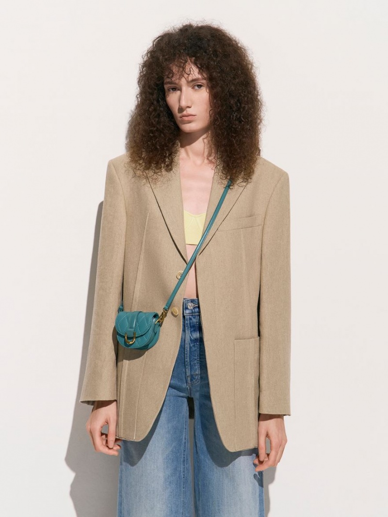 Genți De Șa Charles & Keith Micro Gabine Matlasat Turcoaz | 076CJIGYA