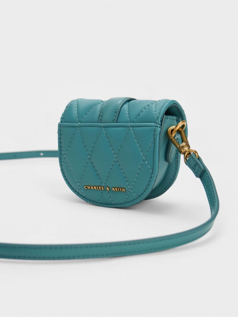 Genți De Șa Charles & Keith Micro Gabine Matlasat Turcoaz | 076CJIGYA