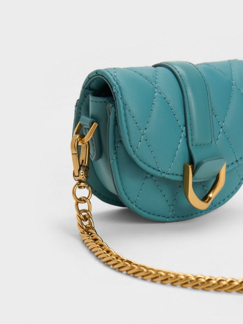 Genți De Șa Charles & Keith Micro Gabine Matlasat Turcoaz | 076CJIGYA