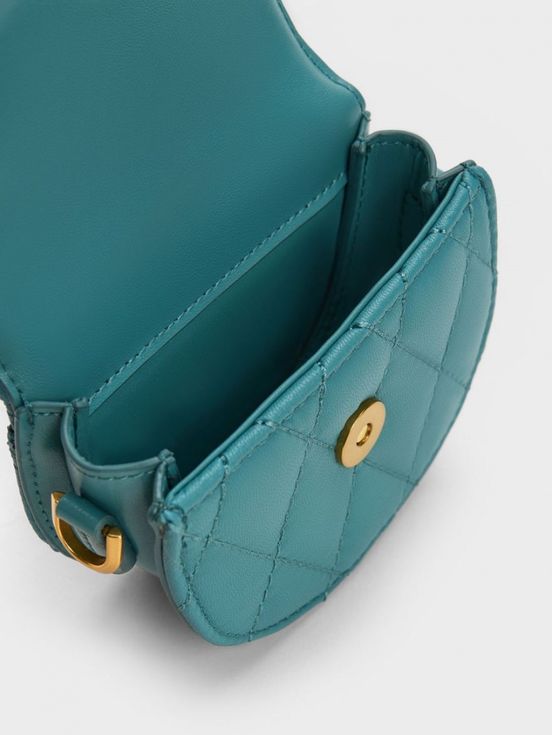 Genți De Șa Charles & Keith Micro Gabine Matlasat Turcoaz | 076CJIGYA