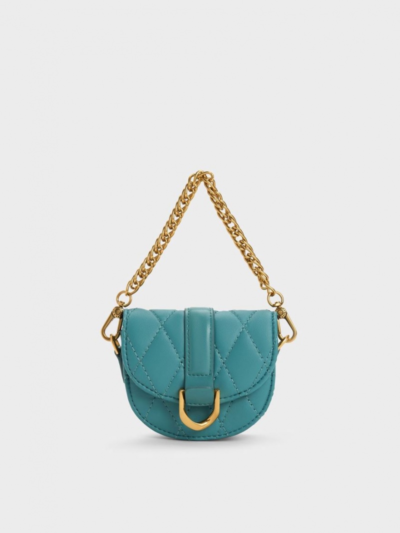 Genți De Șa Charles & Keith Micro Gabine Matlasat Turcoaz | 076CJIGYA