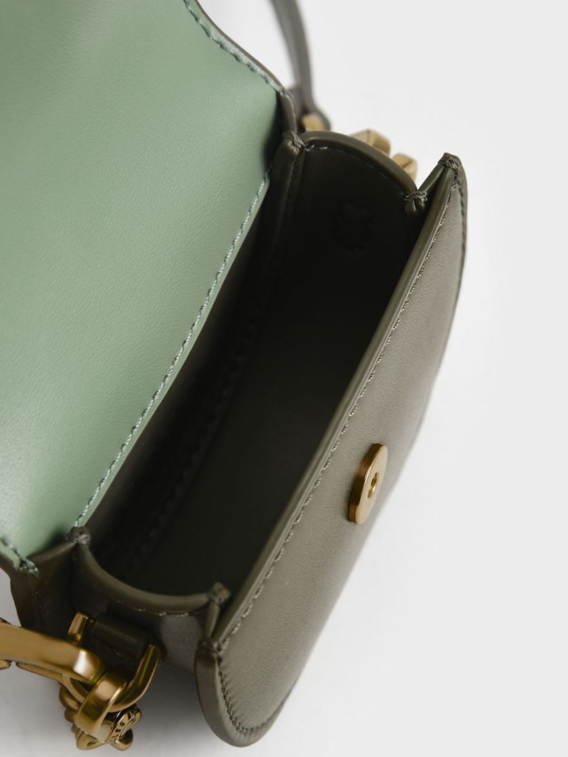 Genți De Șa Charles & Keith Micro Gabine Two-Tone​ Masline Verzi | 473CMASTH