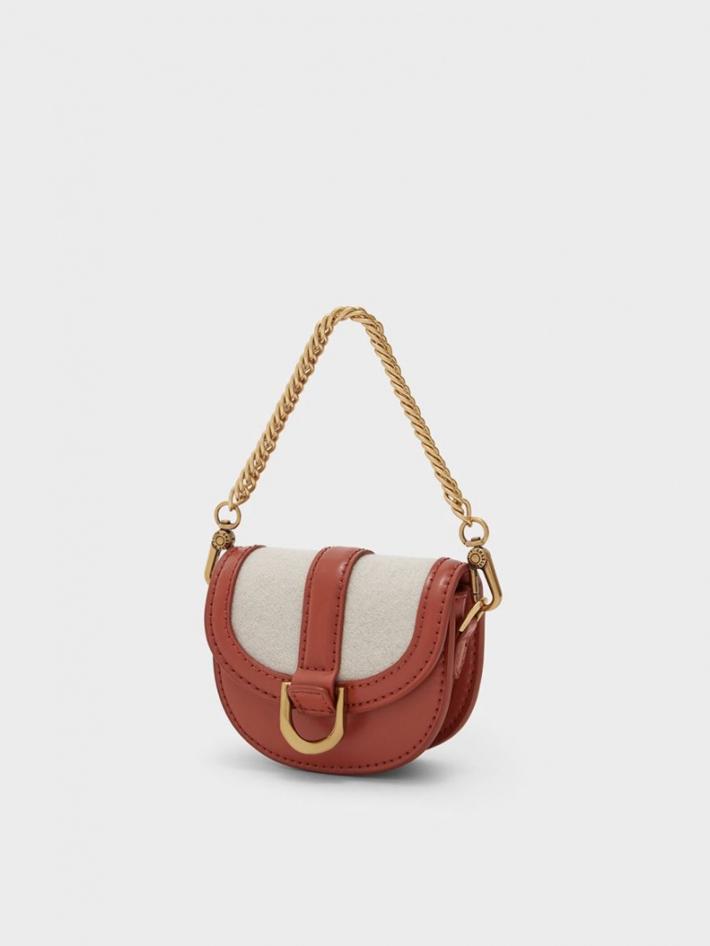 Genți De Șa Charles & Keith Micro Gabine Two-Tone​ Rosii Inchis | 013KPAQML