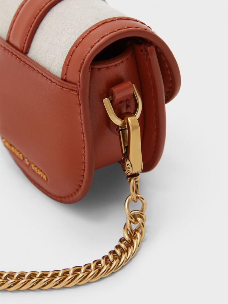 Genți De Șa Charles & Keith Micro Gabine Two-Tone​ Rosii Inchis | 013KPAQML