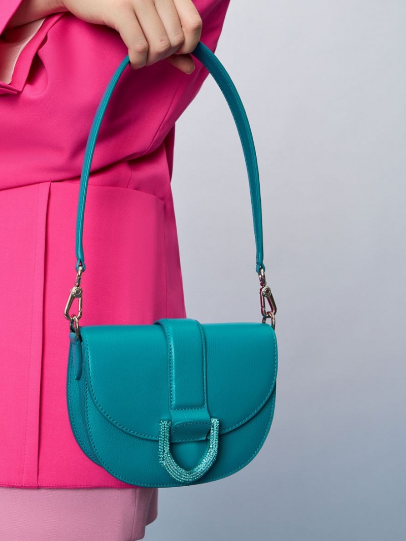 Genți De Șa Charles & Keith Mini Gabine Piele Turcoaz | 759YEQLAV