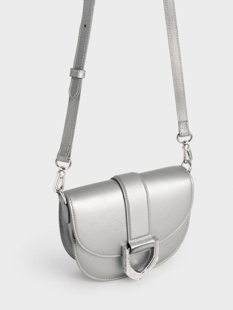 Genți De Șa Charles & Keith Mini Gabine Piele Argintii | 274QENYGP