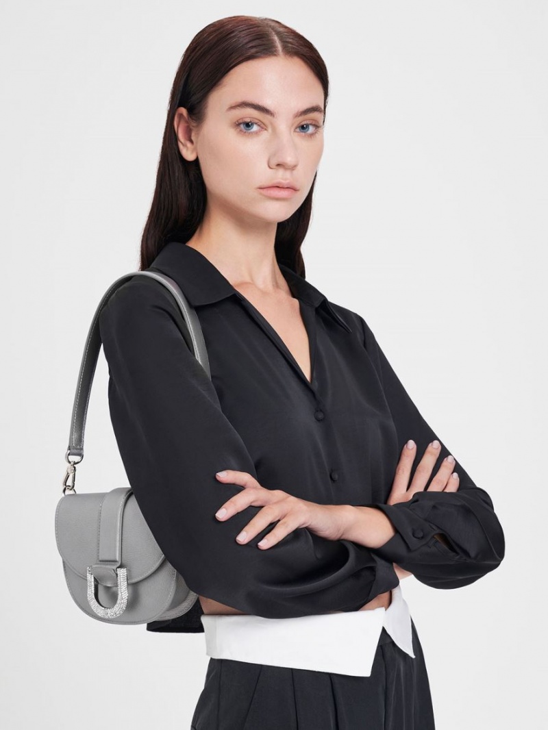 Genți De Șa Charles & Keith Mini Gabine Piele Argintii | 274QENYGP