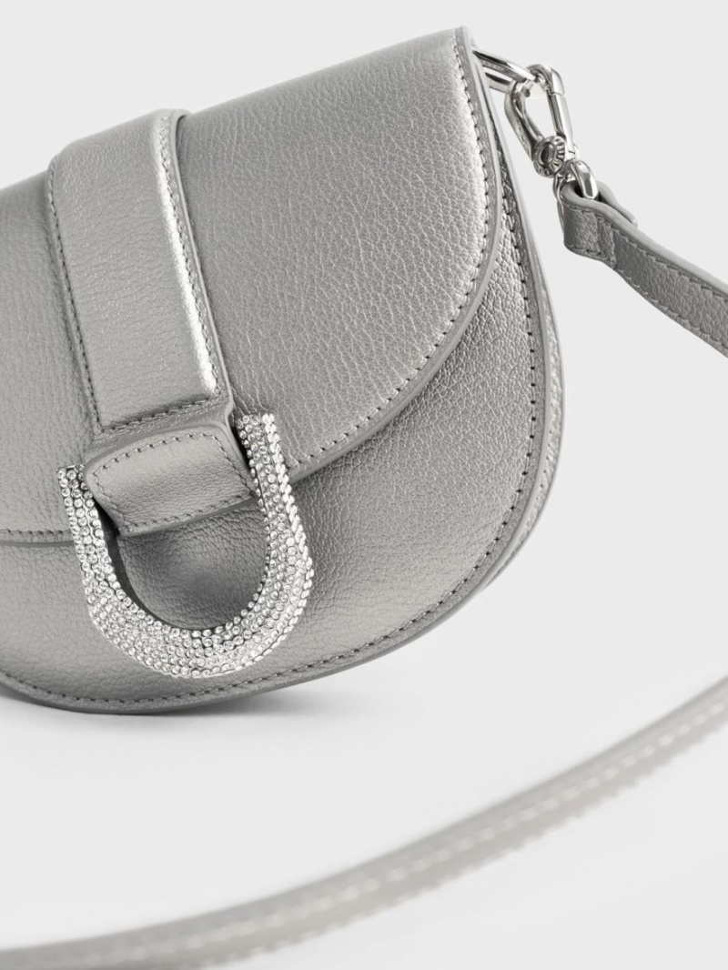 Genți De Șa Charles & Keith Mini Gabine Piele Argintii | 274QENYGP