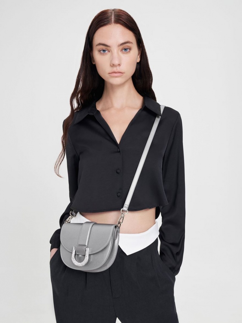Genți De Șa Charles & Keith Mini Gabine Piele Argintii | 274QENYGP