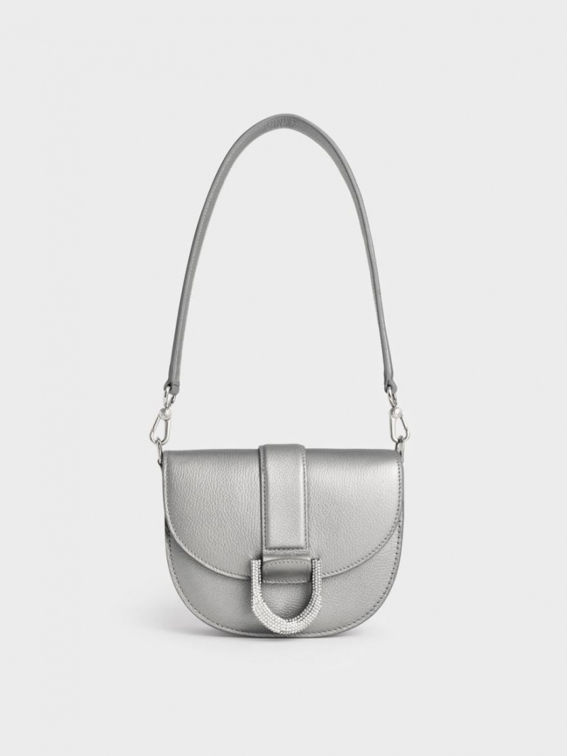 Genți De Șa Charles & Keith Mini Gabine Piele Argintii | 274QENYGP