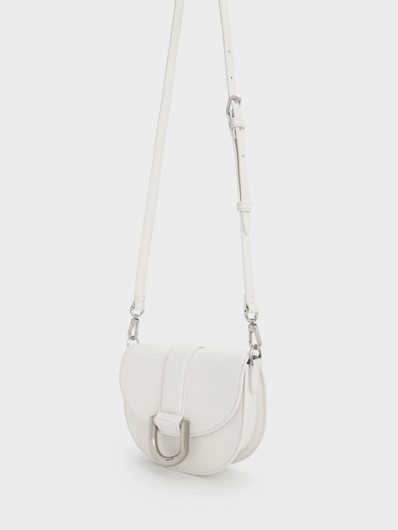 Genți De Șa Charles & Keith Mini Gabine Piele Albi | 068XIHTJU