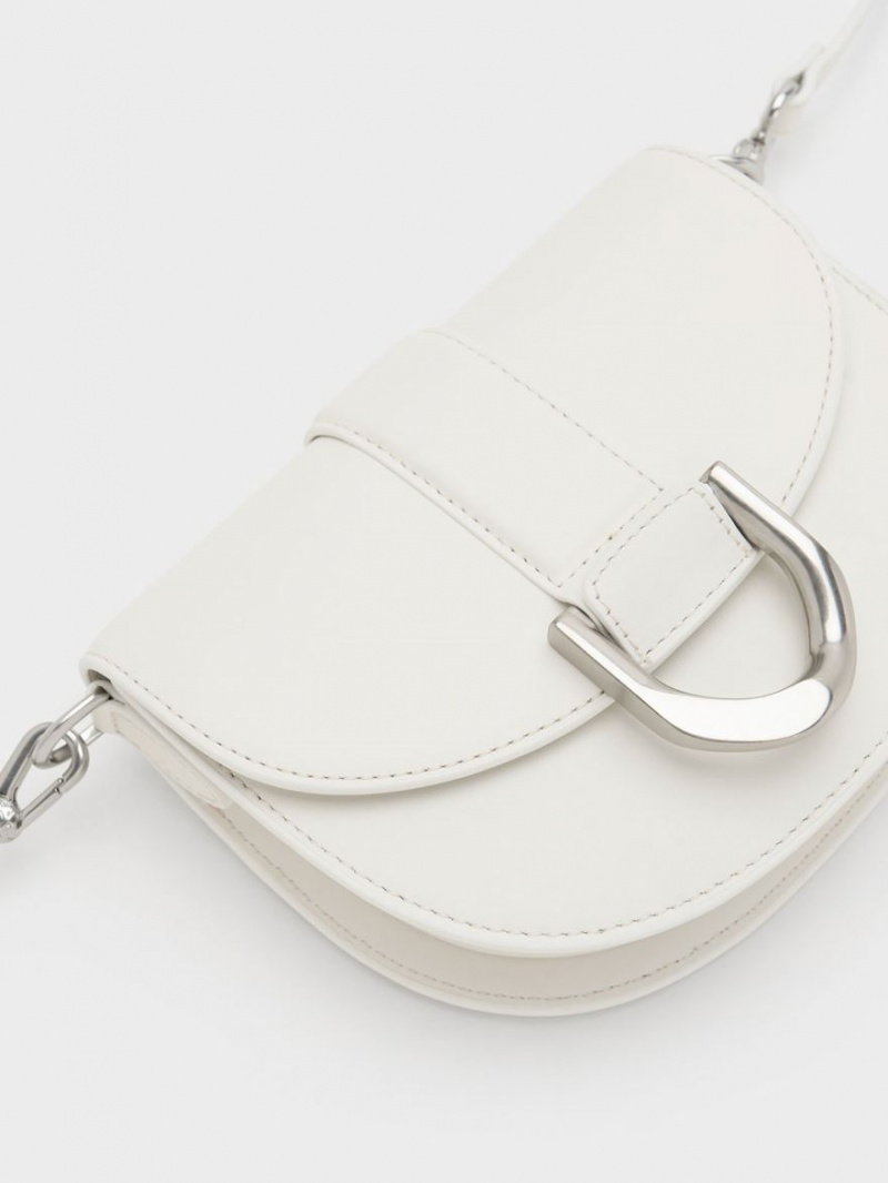 Genți De Șa Charles & Keith Mini Gabine Piele Albi | 068XIHTJU