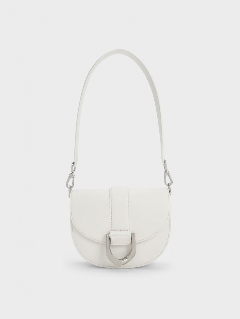 Genți De Șa Charles & Keith Mini Gabine Piele Albi | 068XIHTJU