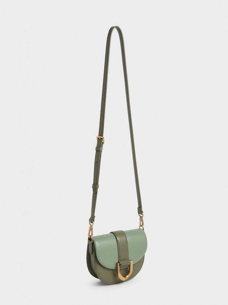 Genți De Șa Charles & Keith Mini Gabine Two-Tone​ Masline Verzi | 784LHZITM