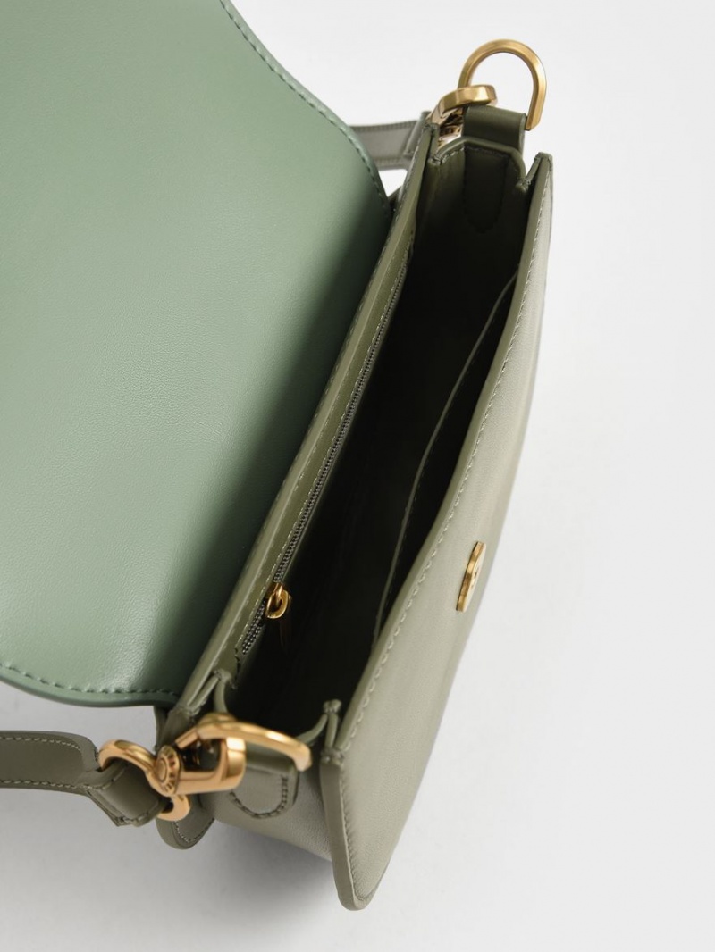 Genți De Șa Charles & Keith Mini Gabine Two-Tone​ Masline Verzi | 784LHZITM
