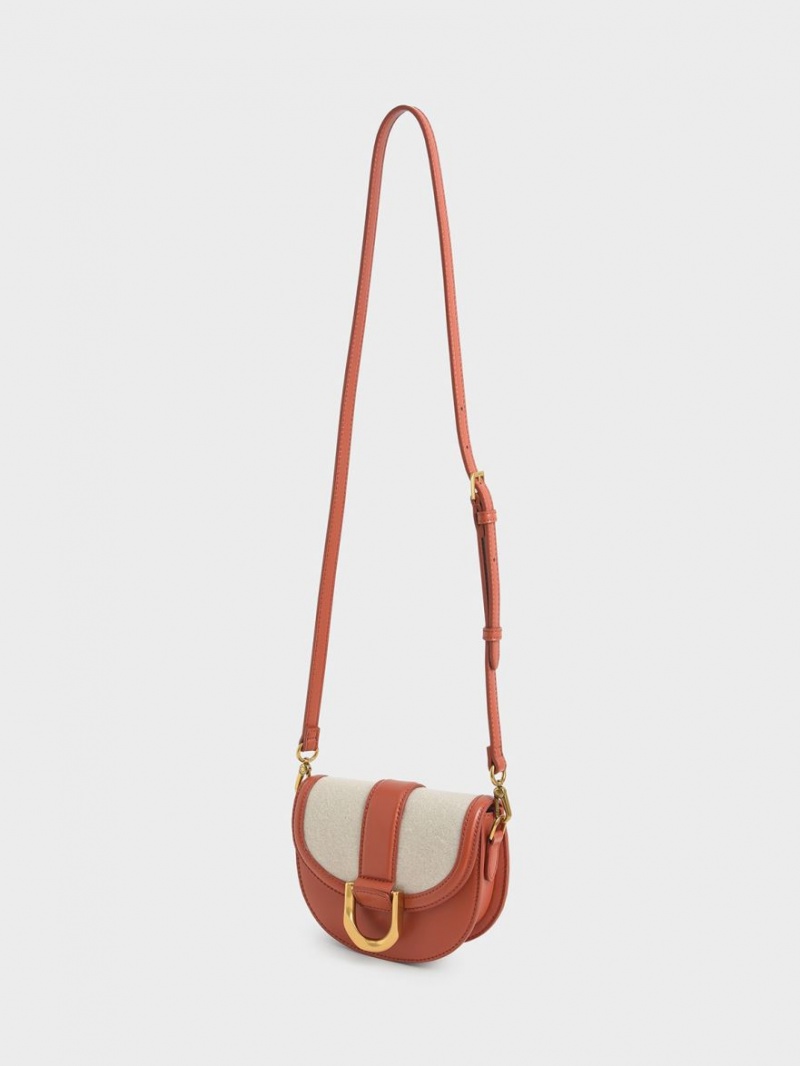 Genți De Șa Charles & Keith Mini Gabine Two-Tone​ Maro | 287POTWCI