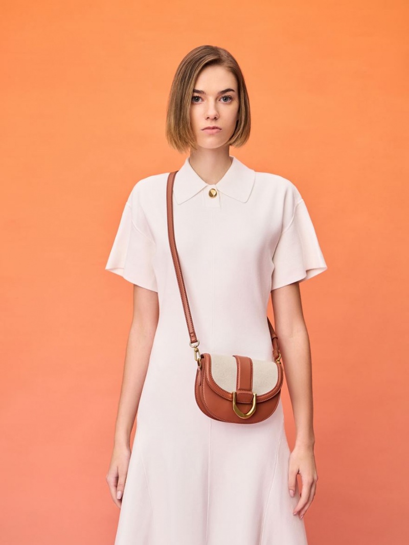 Genți De Șa Charles & Keith Mini Gabine Two-Tone​ Maro | 287POTWCI