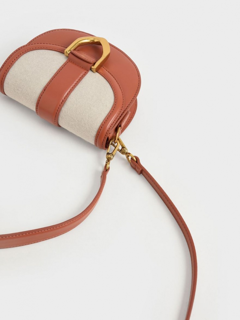 Genți De Șa Charles & Keith Mini Gabine Two-Tone​ Maro | 287POTWCI