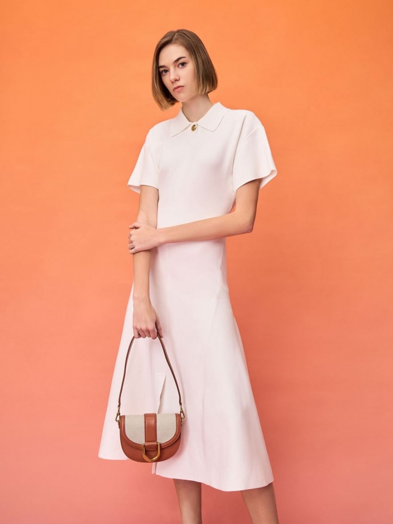 Genți De Șa Charles & Keith Mini Gabine Two-Tone​ Maro | 287POTWCI