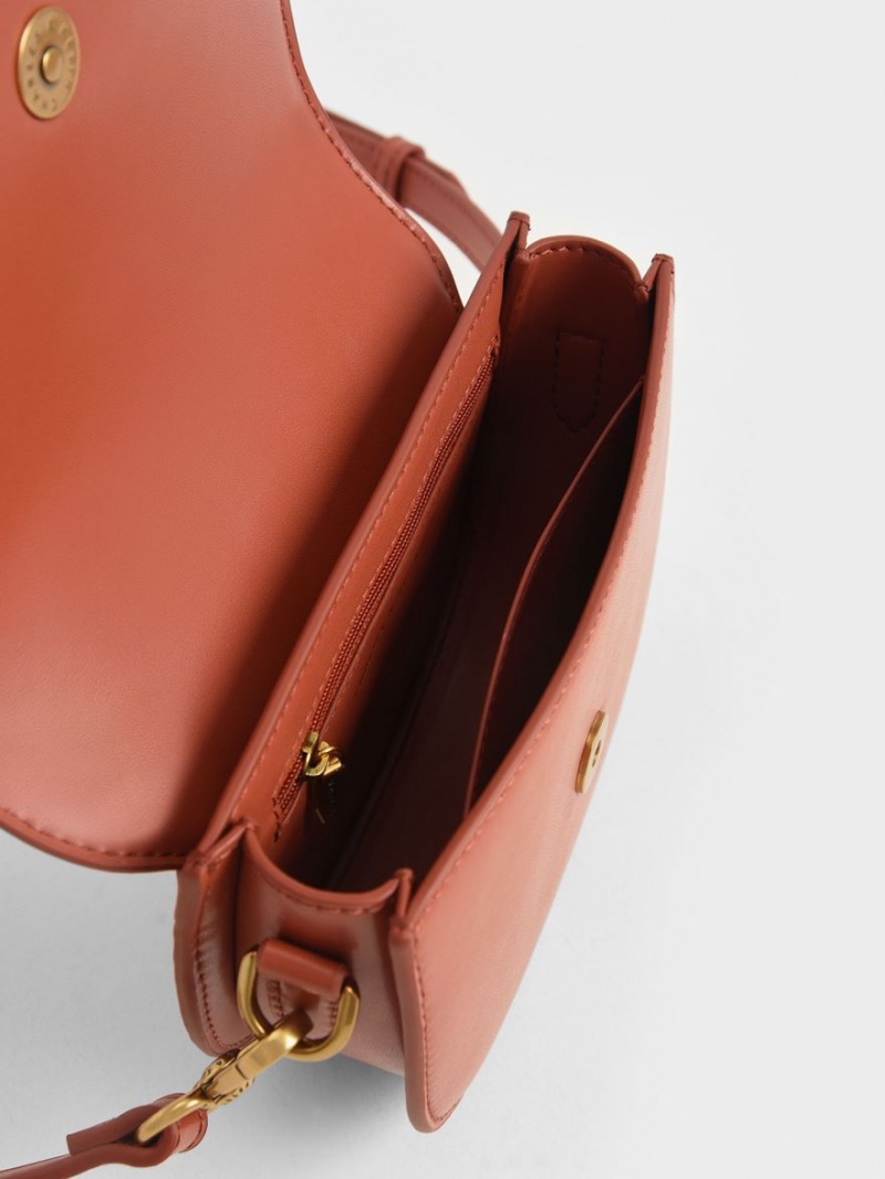 Genți De Șa Charles & Keith Mini Gabine Two-Tone​ Maro | 287POTWCI