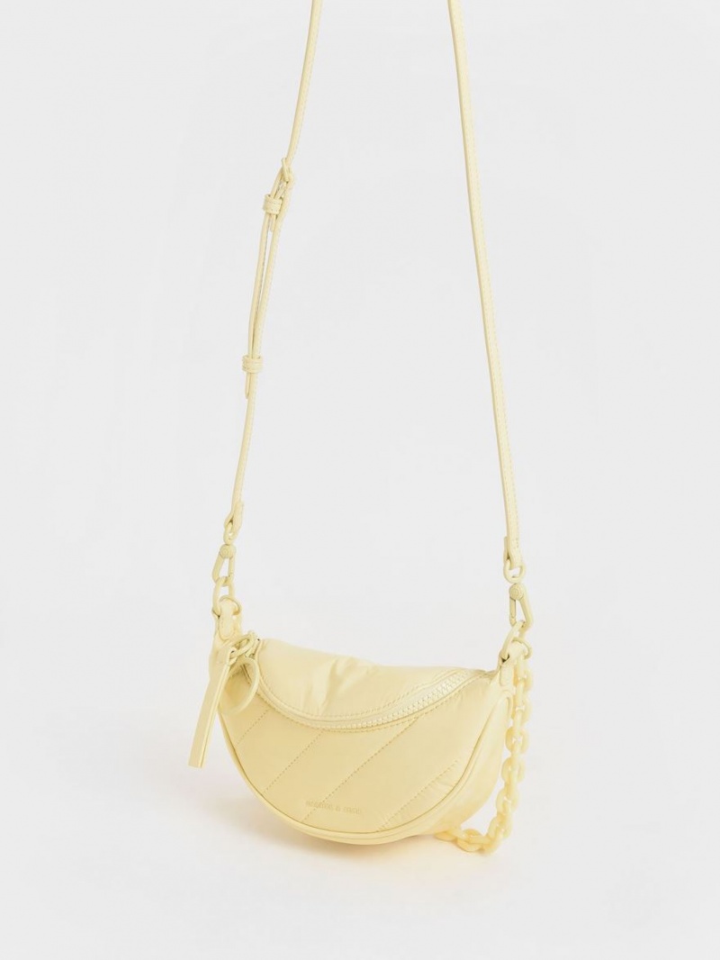 Genți De Șa Charles & Keith Philomena Glow-In-The-Dark Galbeni | 051FYZVGN