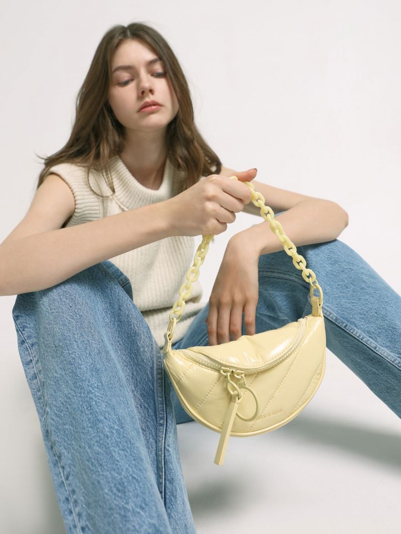 Genți De Șa Charles & Keith Philomena Glow-In-The-Dark Galbeni | 051FYZVGN