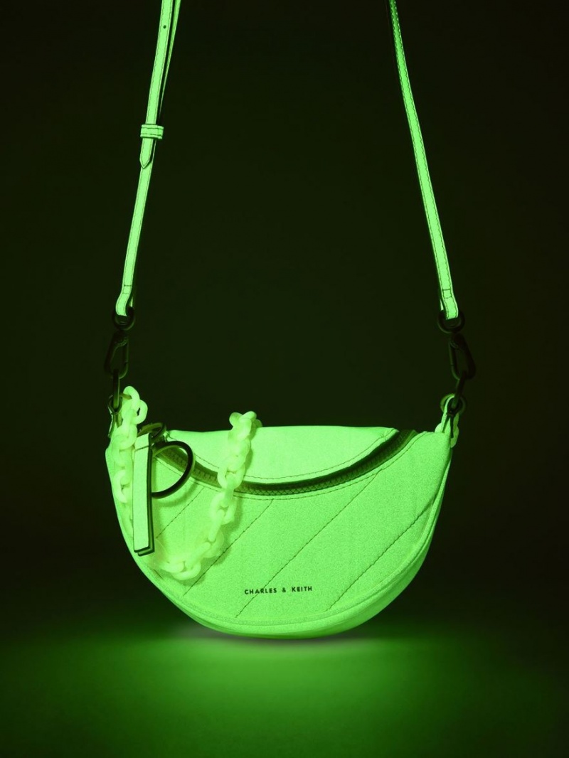 Genți De Șa Charles & Keith Philomena Glow-In-The-Dark Galbeni | 051FYZVGN