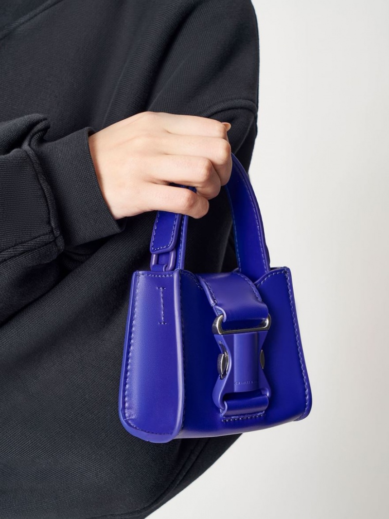 Genti Mini Charles & Keith Ivy Top Handle Albastri | 248IMFBOG