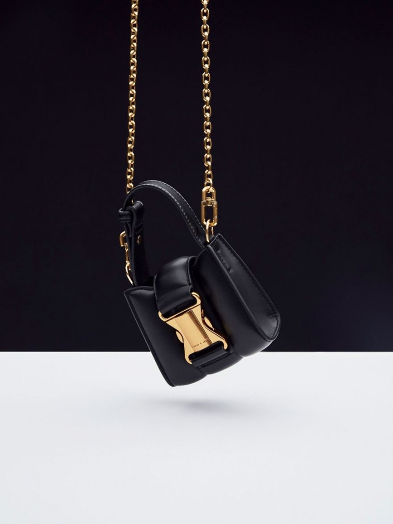 Genti Mini Charles & Keith Ivy Top Handle Negrii | 315VNGHQC